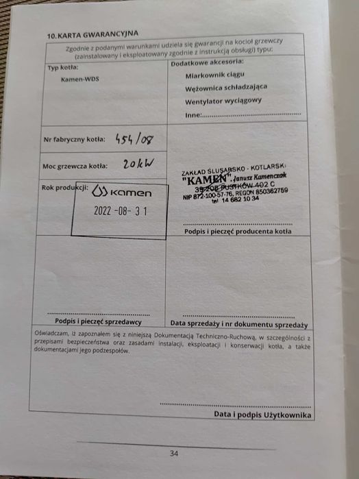 Kocioł centralnego ogrzewania KAMEN