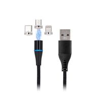 Cabo USB magnético 3-em-1 Lightning + USB-C + micro-USB 1m Fast Charge