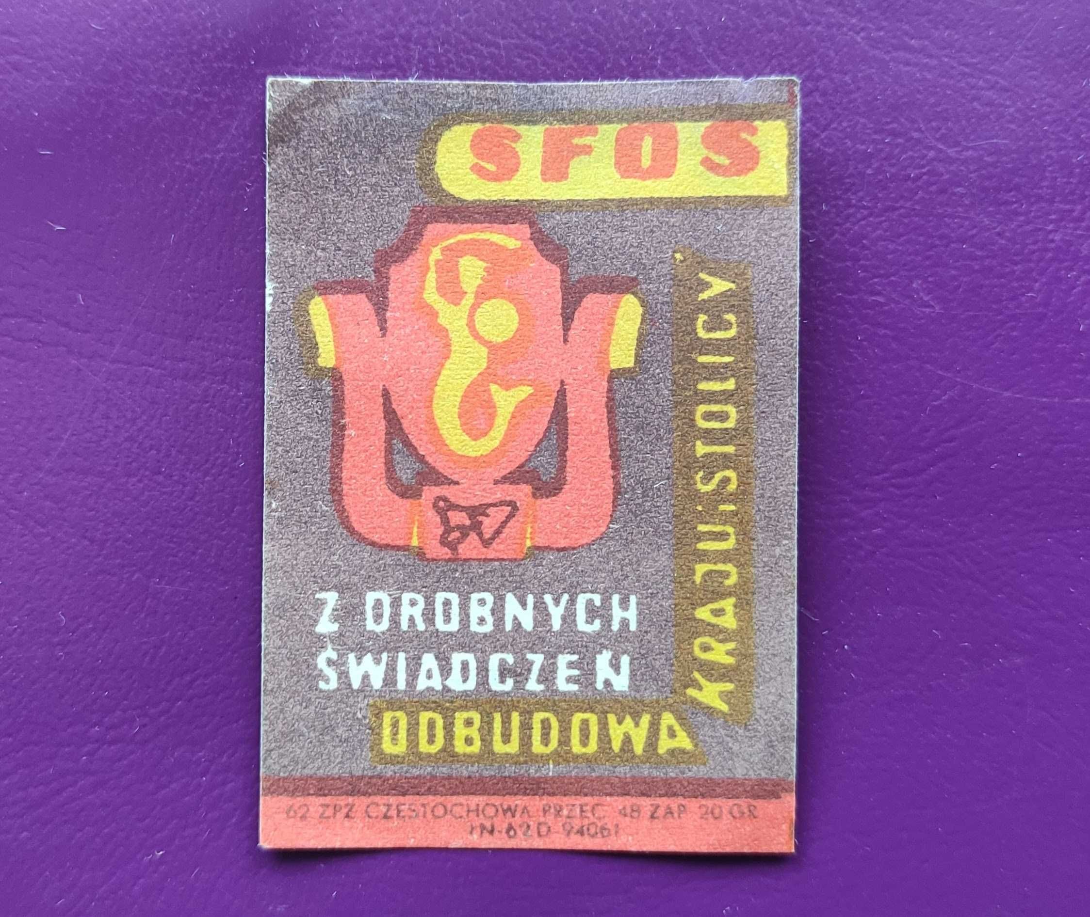 Kolekcjonerska etykieta zapałczana ''SFOS'' 1962 r.