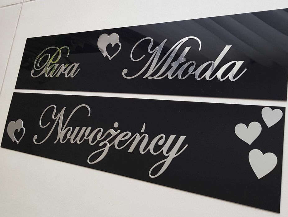 Dekoracja na auto ślubne, rejestracja.