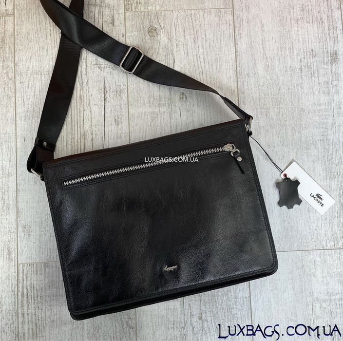 Мужская кожаная сумка формата А4 под Lacoste