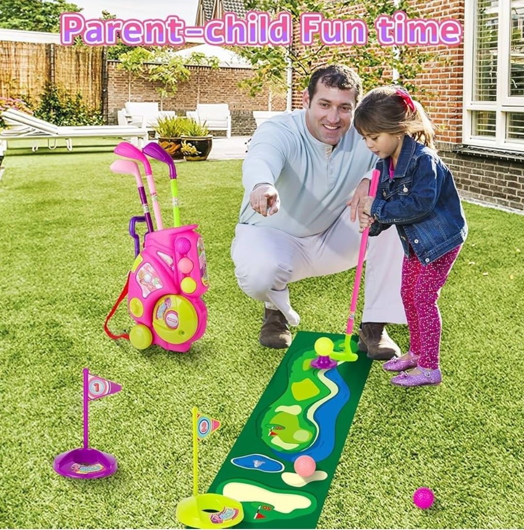 Zestaw do gry Mini Golf kije + piłki + stojak na kółkach dla dzieci