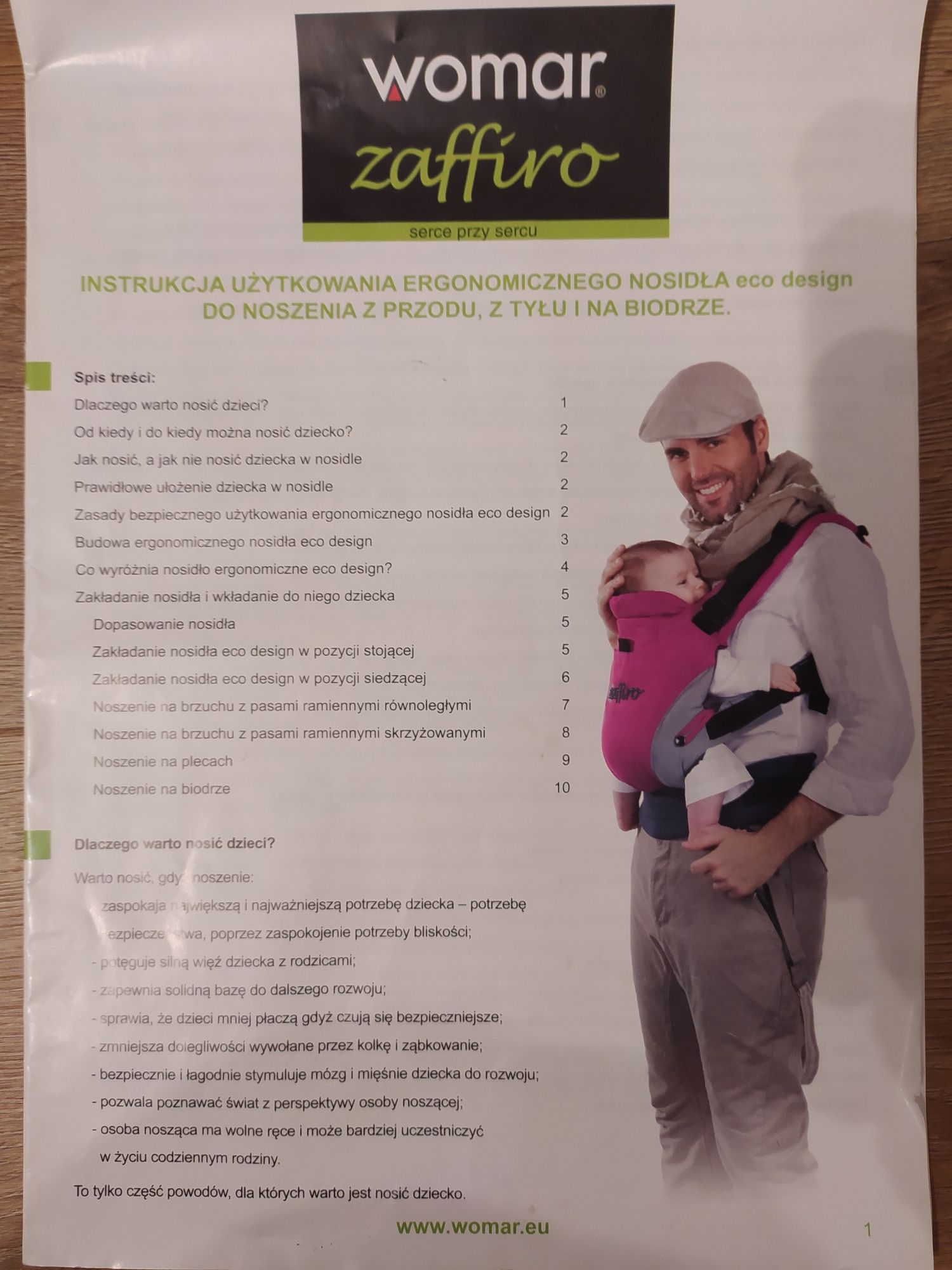 Ergonomiczne nosidło Womar Zaffiro Eco design