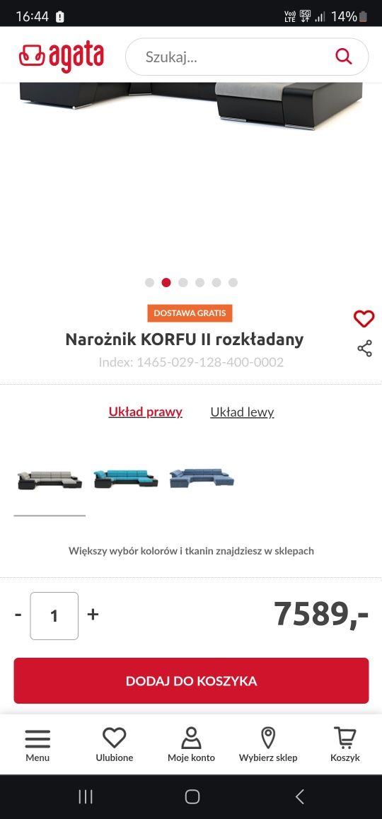 Narożnik KORFU II rozkładany z funkcją spania