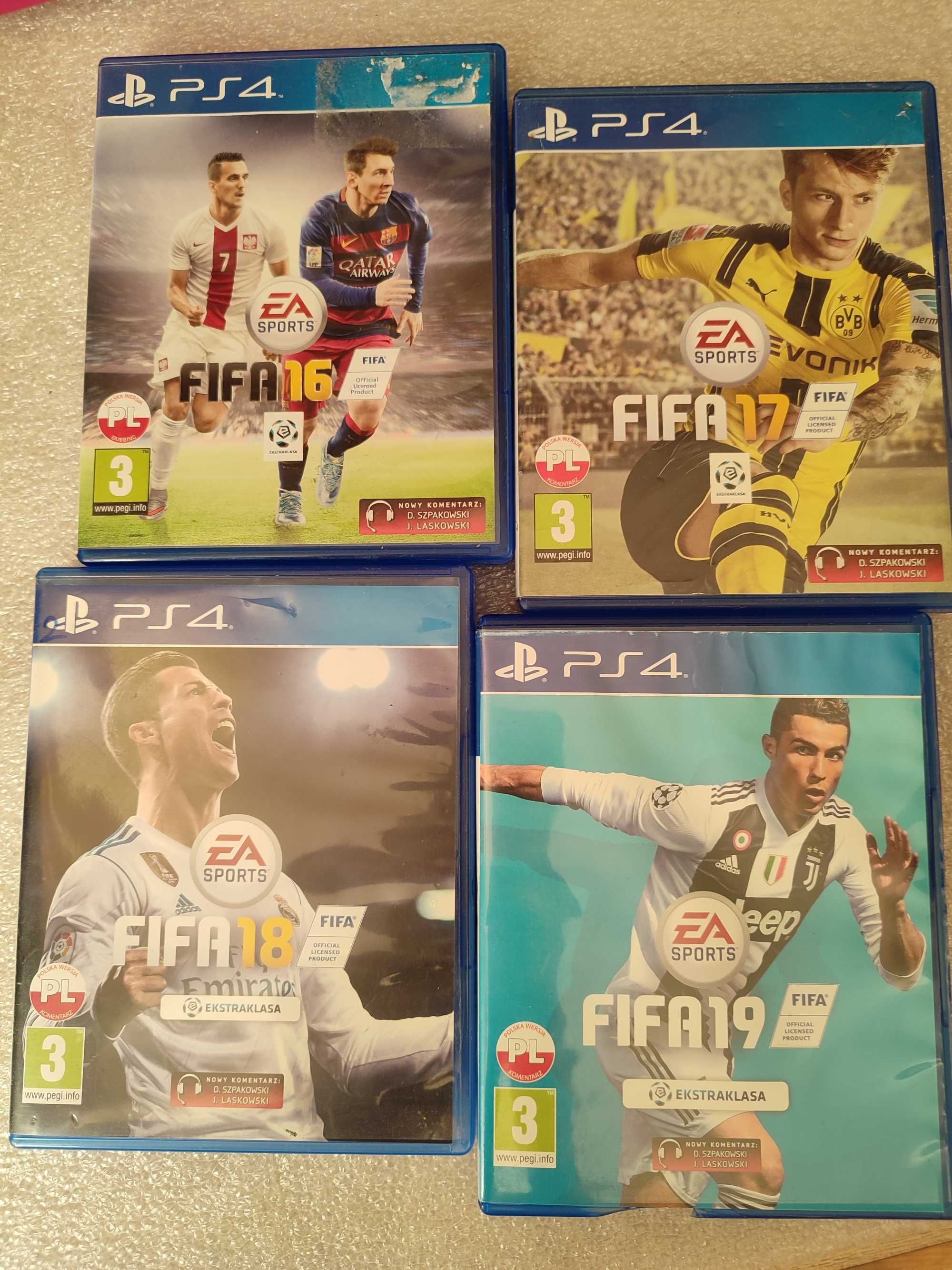 Zestaw gier FIFA 16, 17, 18, 19 - PS4 PS5 - j.polski, duży wybór gier