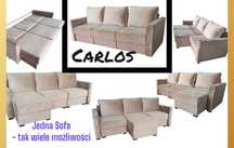 2w1 Sofa/Narożnik rozkładana 3 pojemniki na pościel uniwersalna