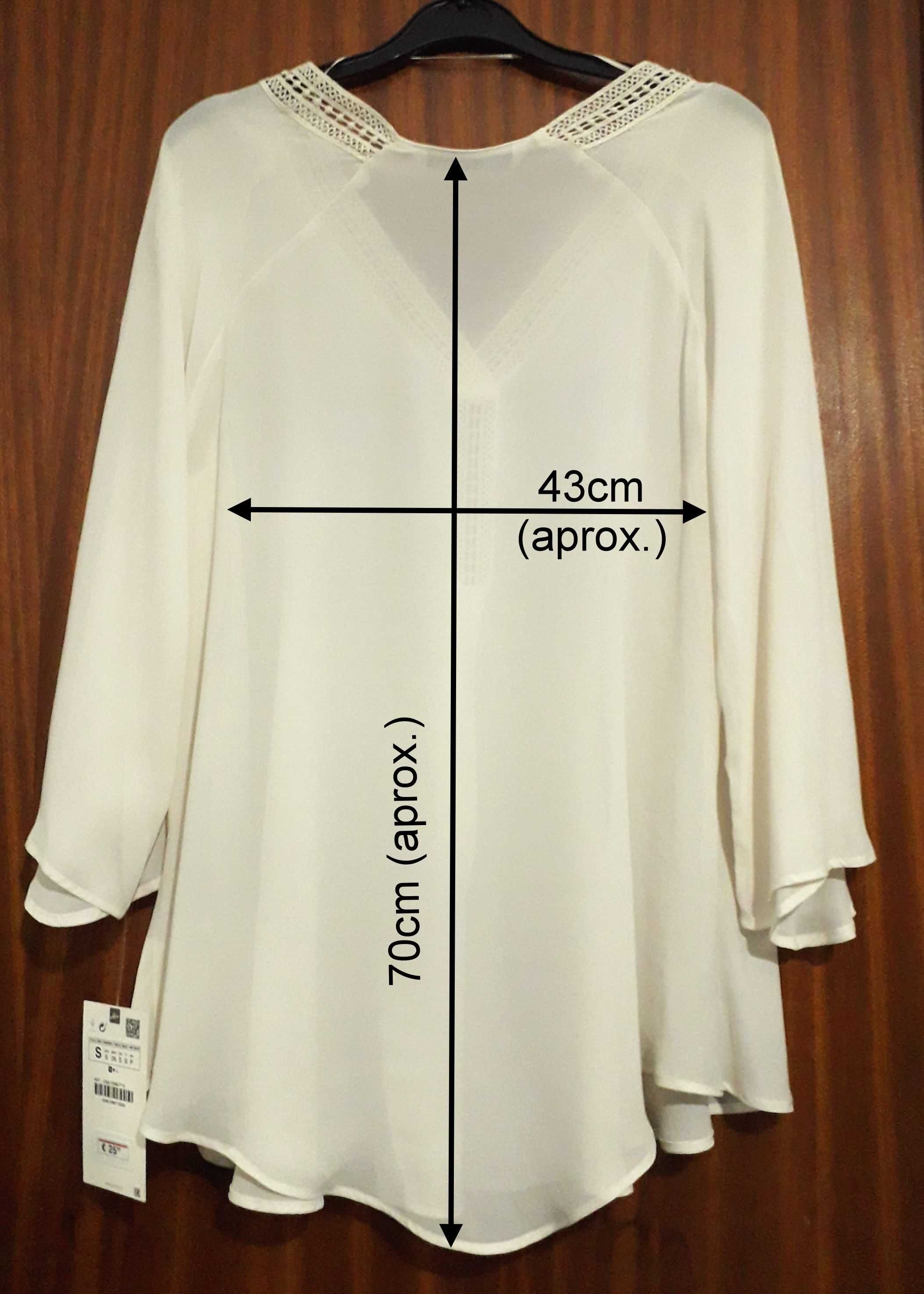 Blusa branca com decote em renda da Zara T: S Nova c/etiqueta