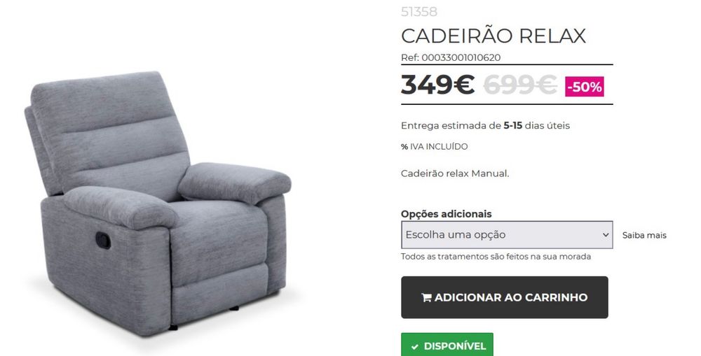 Cadeirão Relax reclinavel manual, balanço