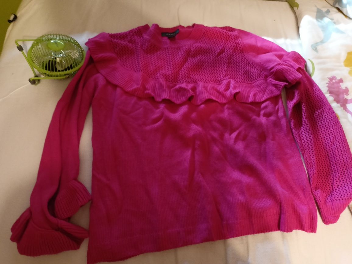 Piękny różowy sweterek bluzka koronka prześwitująca 38 M