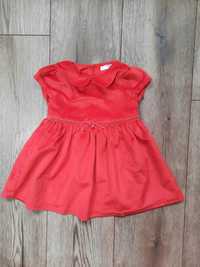 Czerwona sukienka dla dziewczynki, rozmiar 74