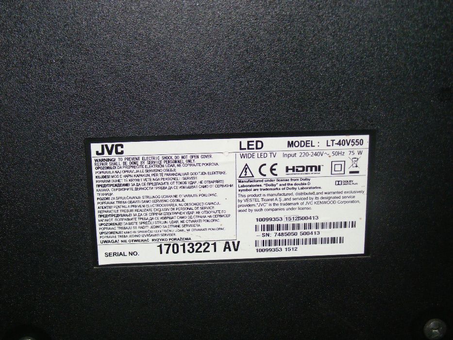 sprzedam TV JVC WIDE LED TV 40cali LT40V550 uszkodzona matryca
