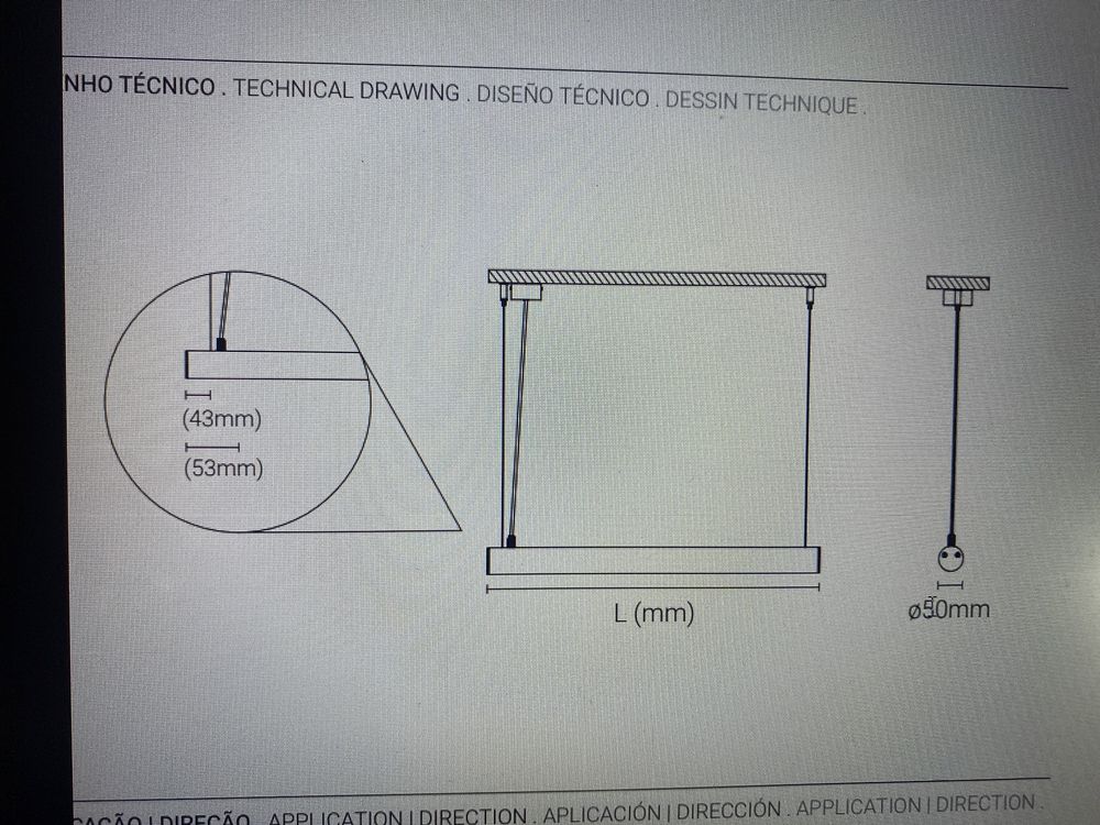 Lampada NOVA tromilux 4067 tubular suspensa horizontal policarbonato