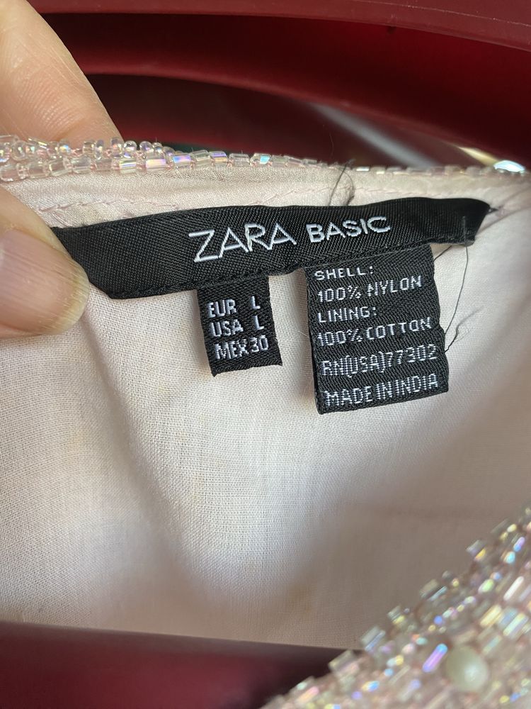 Top  Zara rosa com perolas e missangas