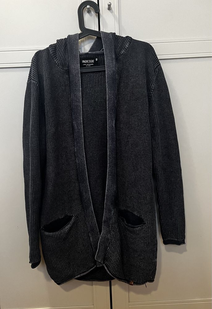 Długi kardigan sweter  z kapturem INDICODE rozm. L 100% bawełna/cotton