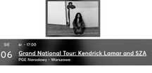 2x Bilety Koncert Kendrick Lamar i SZA - Warszawa 06.08.2025