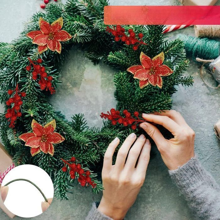 DURANTEY Zestaw Choinkowych Ozdób Czerwone 22 sztuki