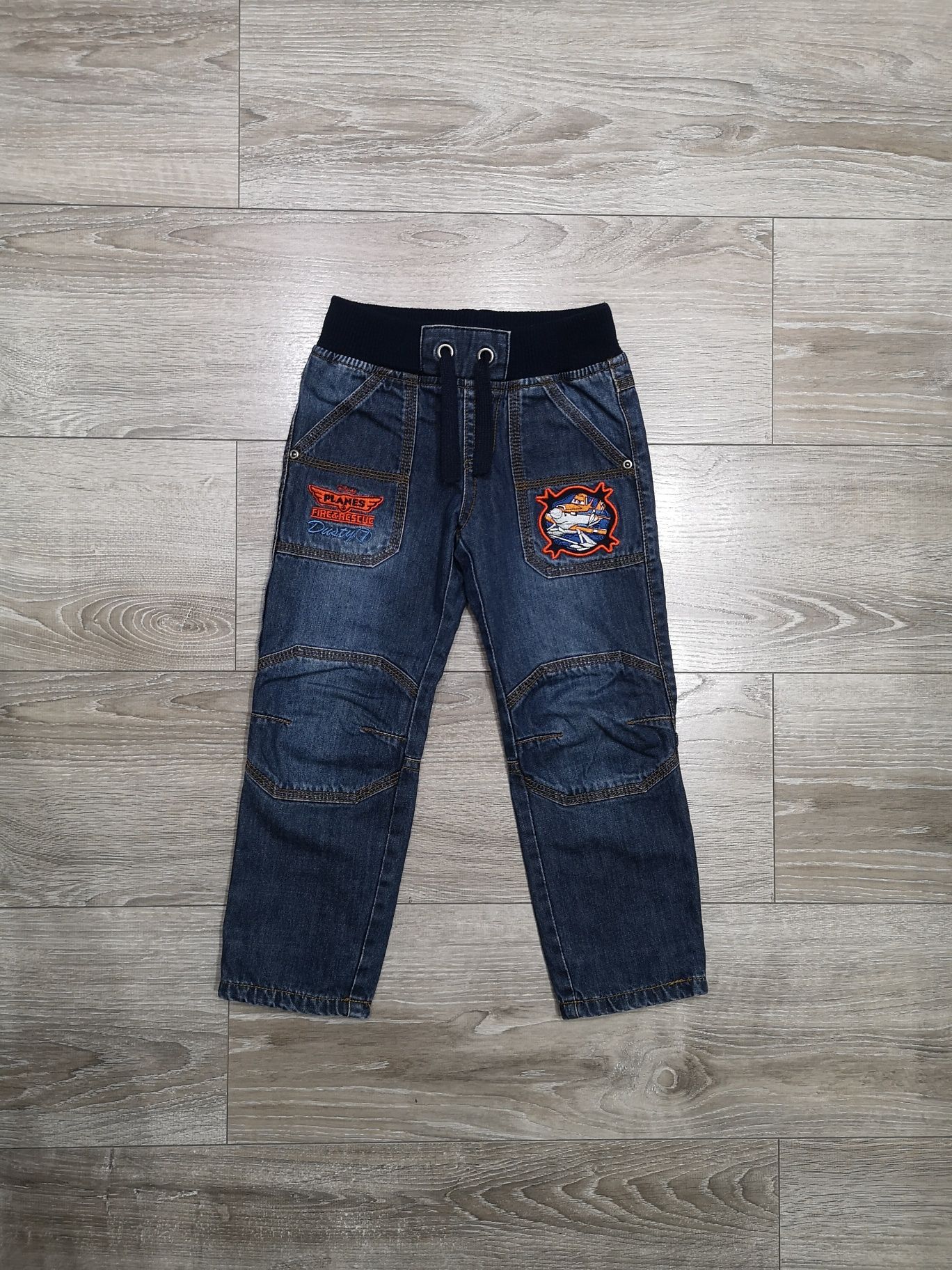 Spodnie dżinsy 110 116 Samoloty Super Wings podszewka jeans długie