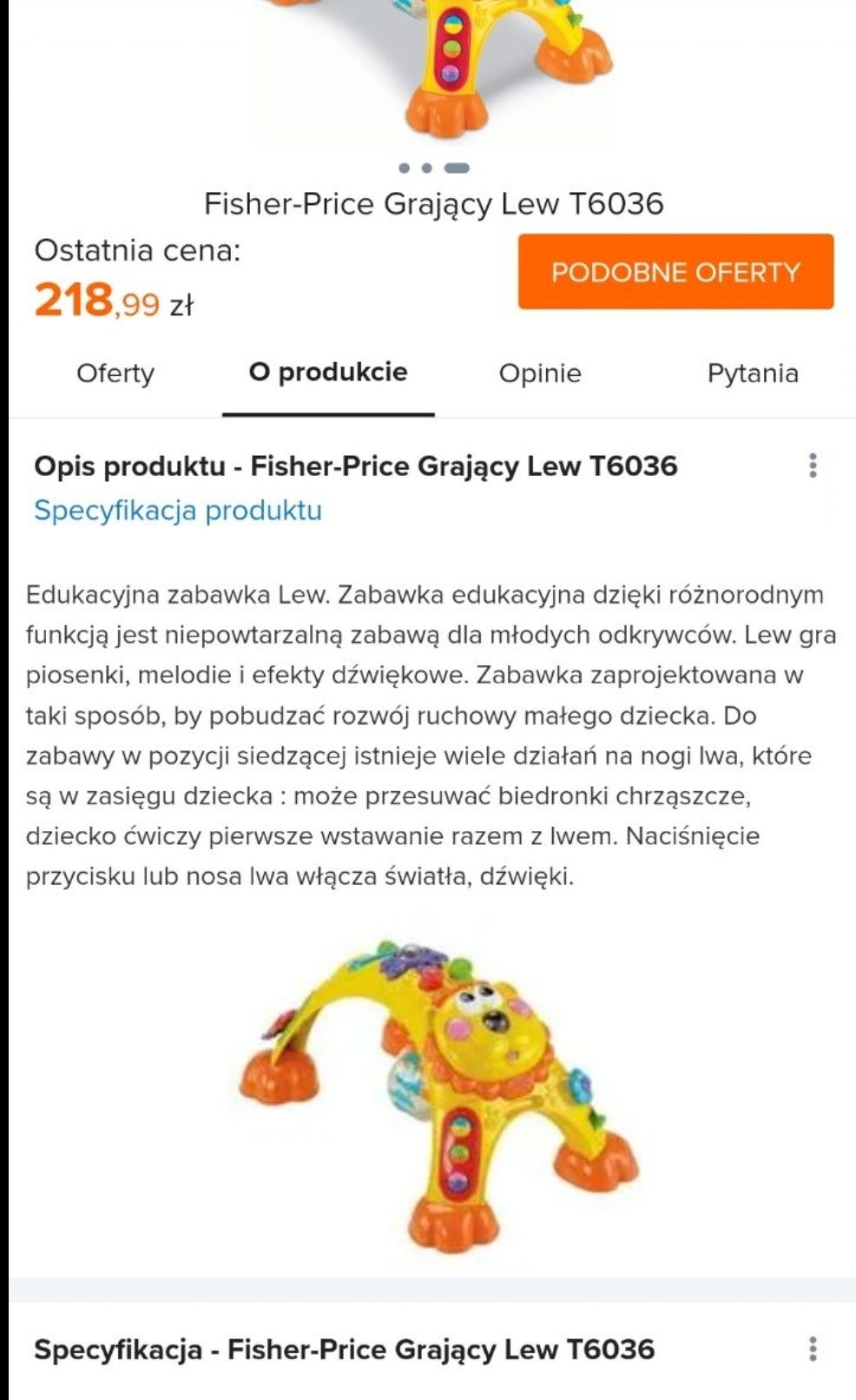 Edukacyjna zabawka, łuk, lew grający Fisher price