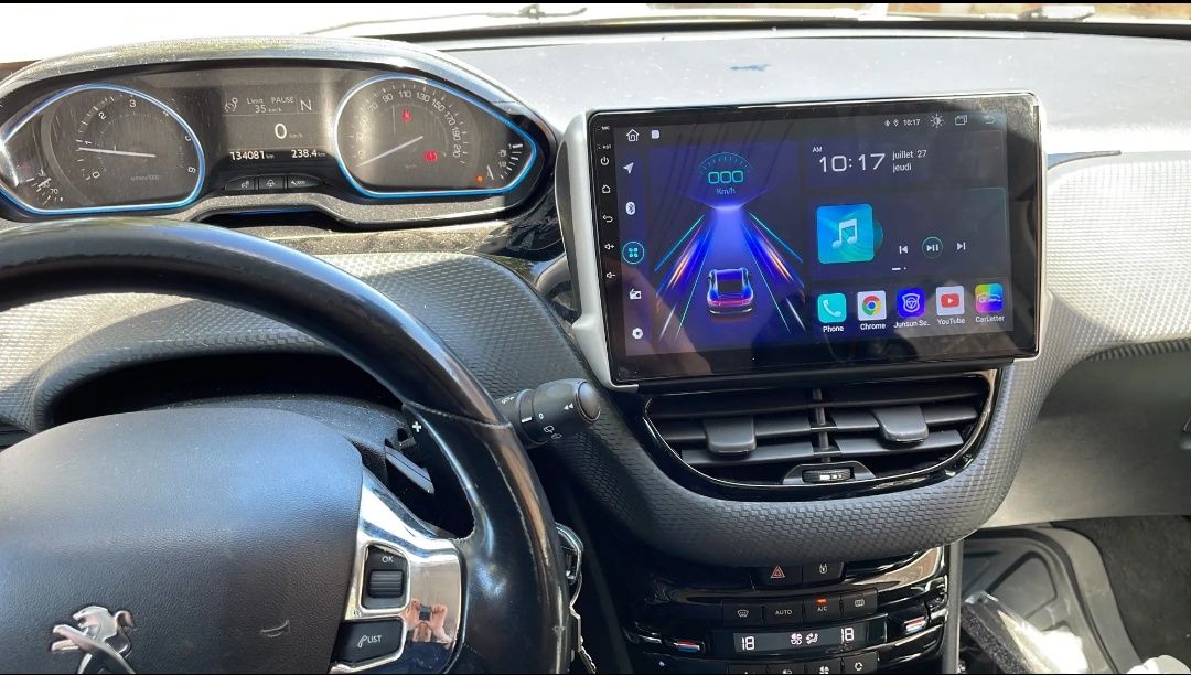 Rádio Android 12 com GPS Peugeot 208/2008 (Novo)