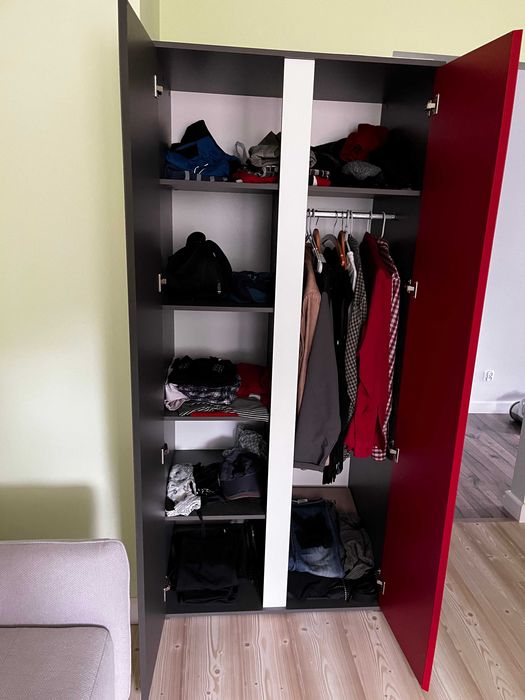 REZERWACJA! Szafa dwudrzwiowa 86x191x58 BRW biały/grafit-pokój młodz.