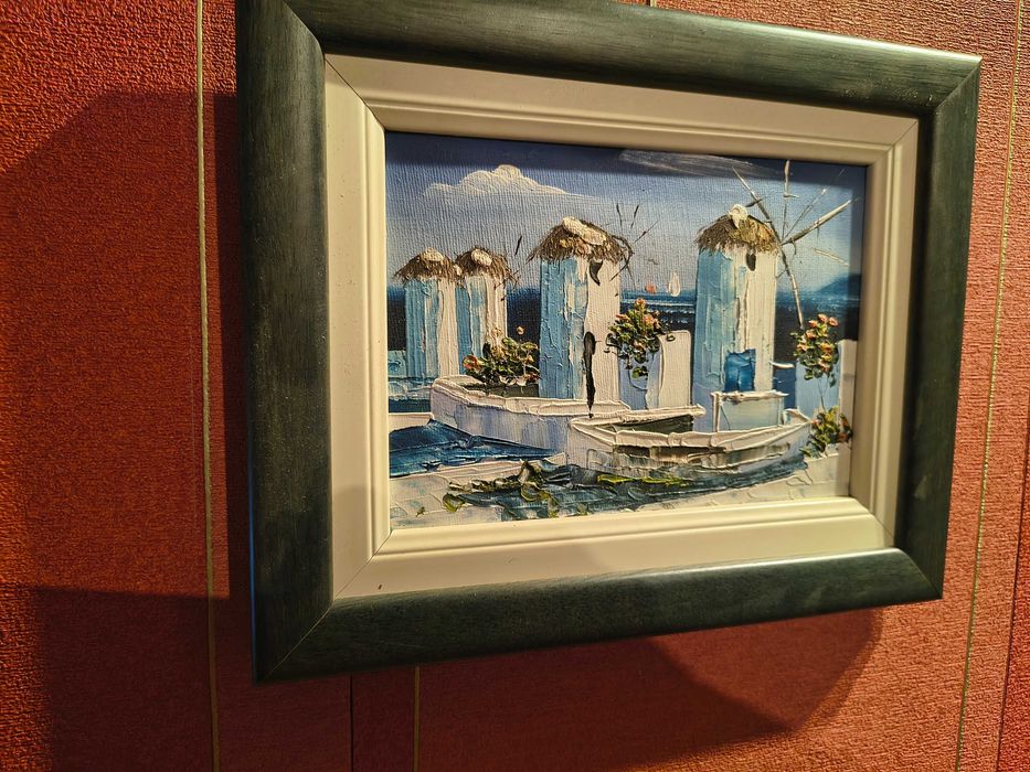 Obraz ręcznie mal,olejny, płótno + rama - Grecja