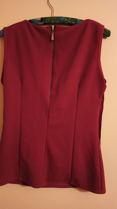 Bluzka kamizelka M 38 z frędzlami czerwone wino