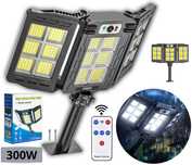 Lampa Solarna Ogrodowa 300W LED Składana 3-stronna 3w1 | Czujnik Pilot