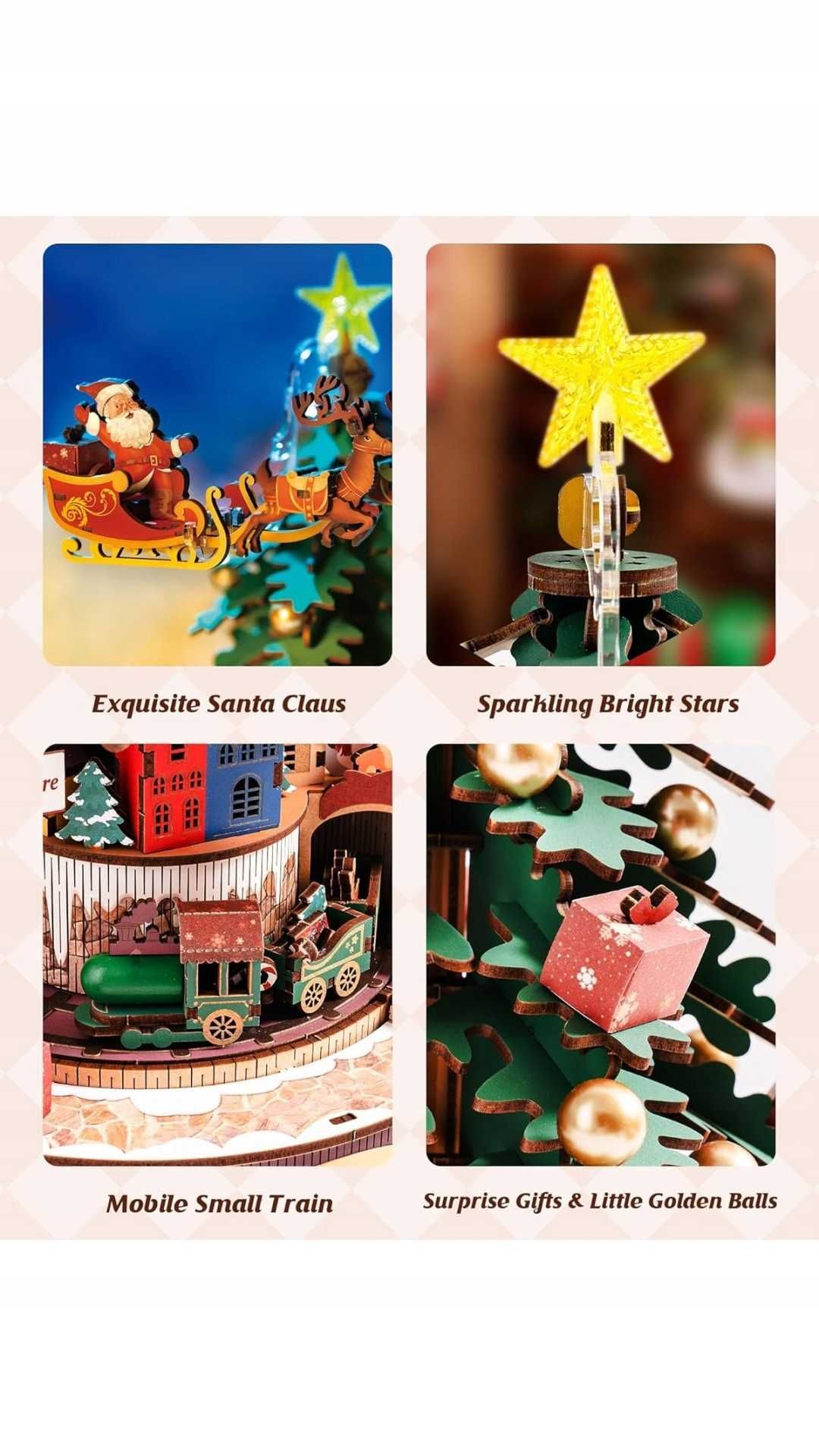 Puzzle 3D pozytywka z choinką drewno 319 elementów DIY