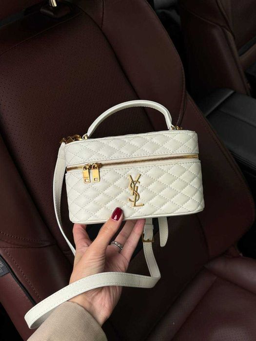 Saint Laurent Gaby Vanity Leather Shoulder Bag Cream