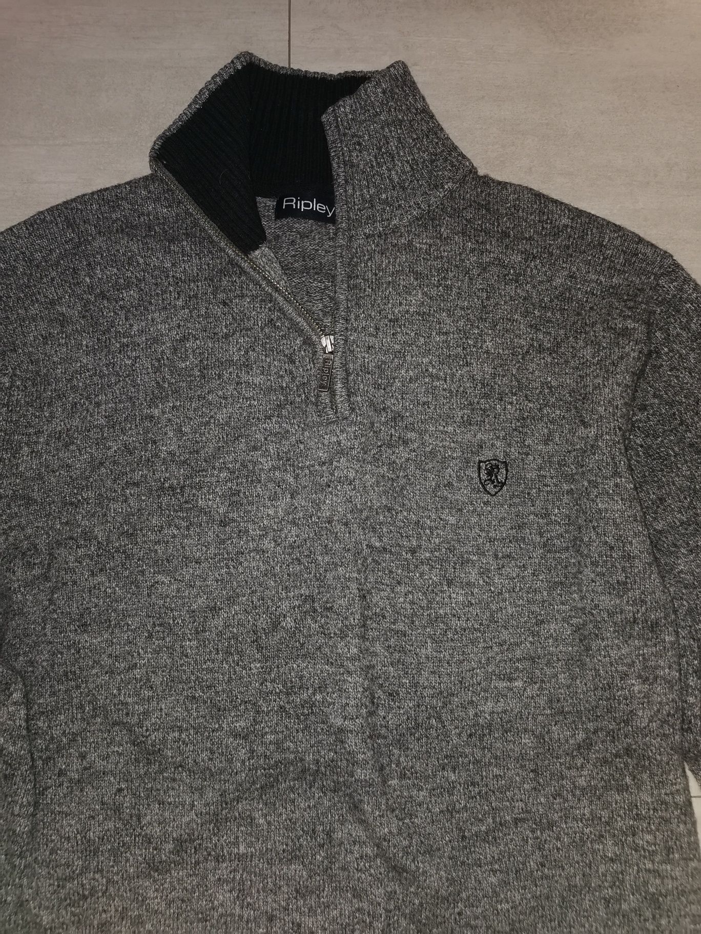 Ripley xxl lambswool szary ciepły sweter
