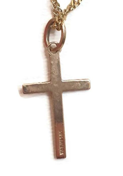 Wyrób jubilerski - Złoty łańcuszek z krzyżykiem p.585 3,02g. 52cm