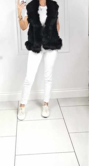 Kamizelka Damska M/L  naturalne futro królik lis