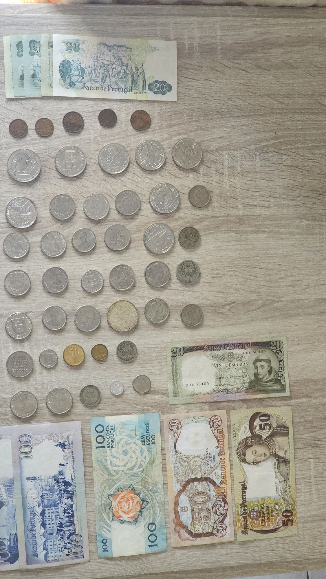 Moedas e notas de escudos
