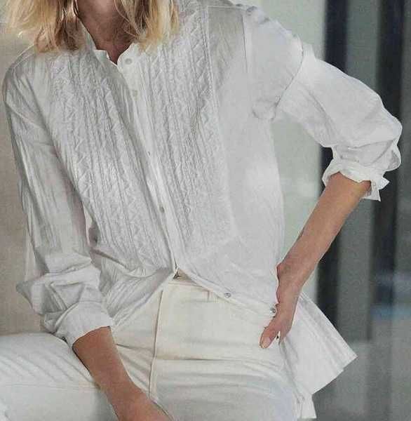 Bawełniania koszula haftowana Zara XL