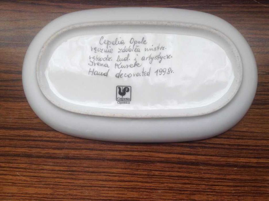 Półmisek owalny ręcznie malowany -sygnowany 1998r Cepelia Opolska.