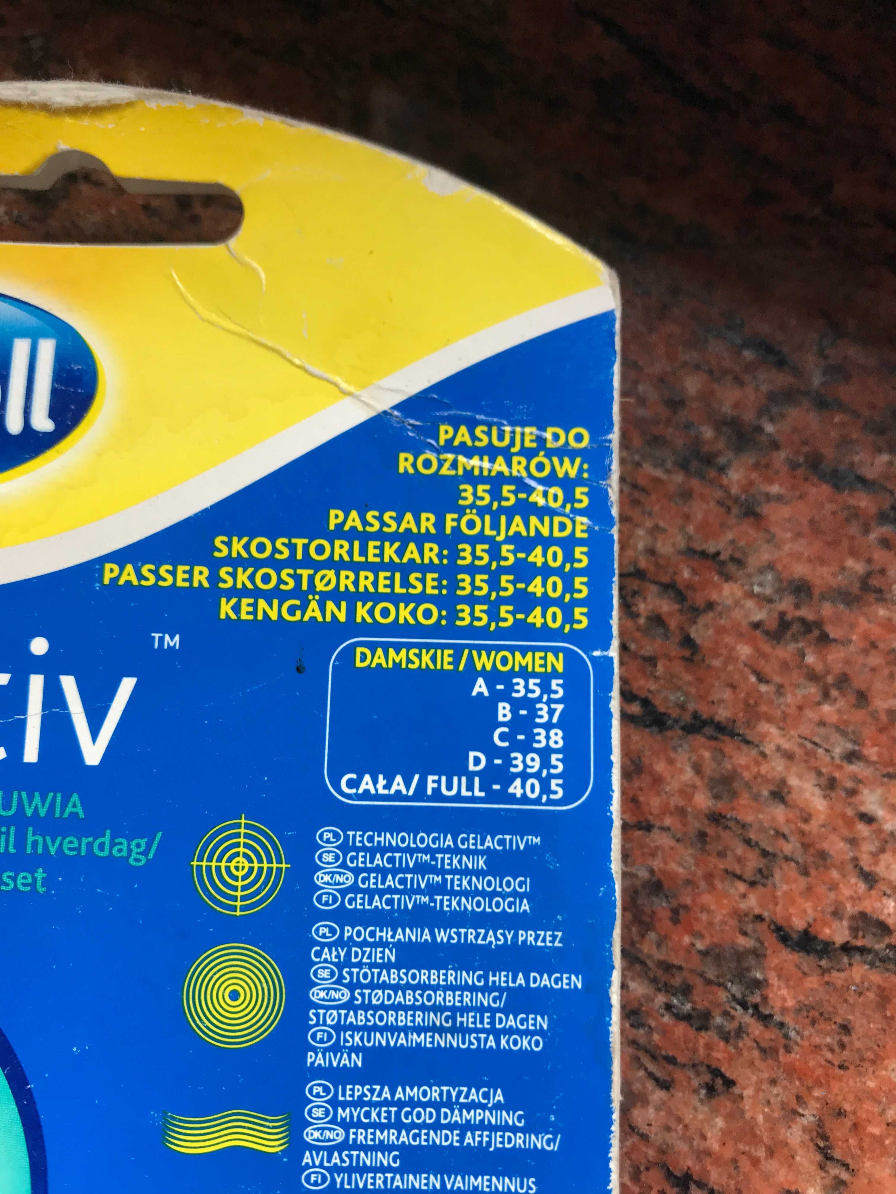 Scholl amortyzujące wkładki żelowe 35,5-40,5 damskie Work/Everyday