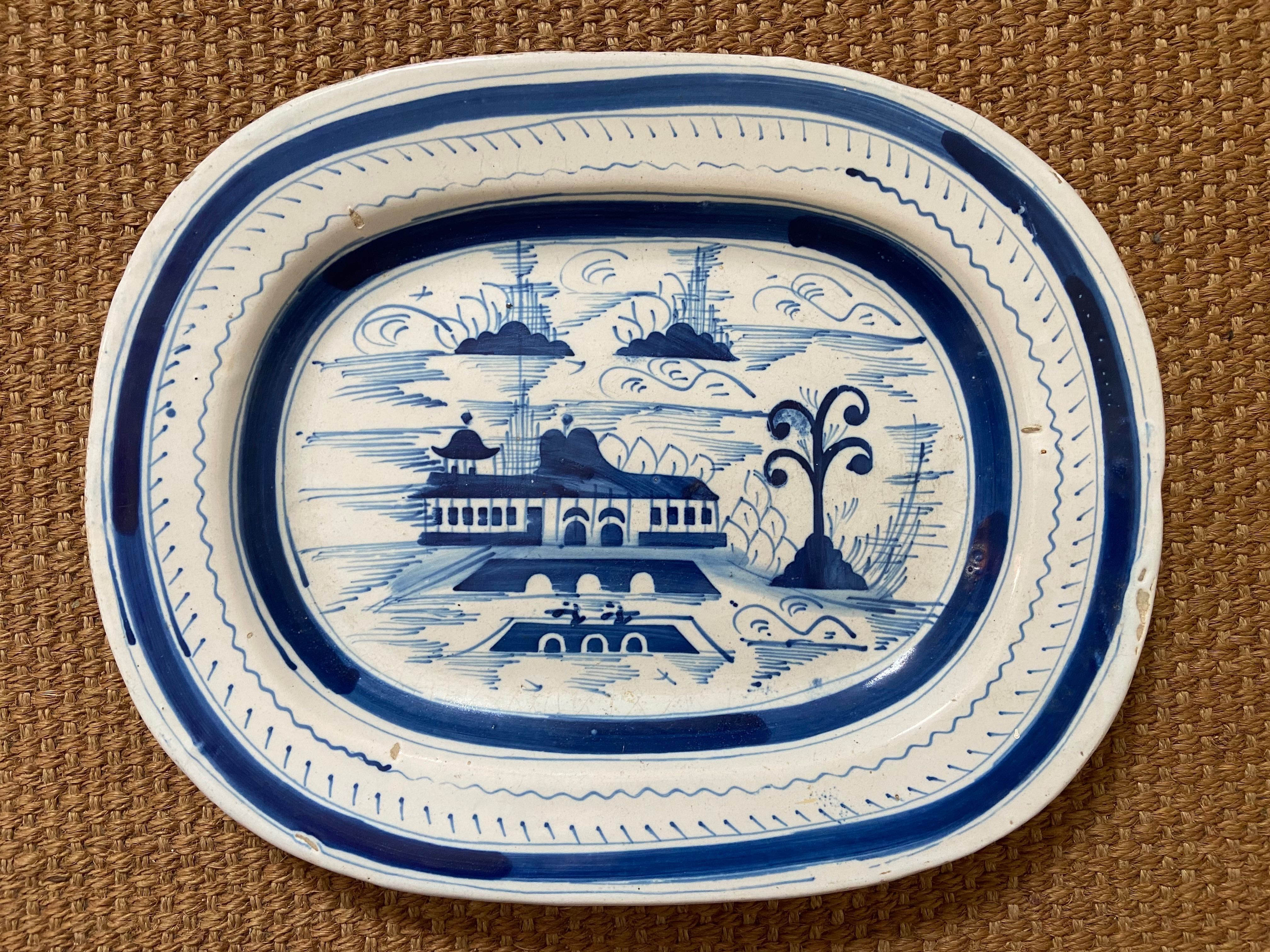 Travessa De Faiança Portuguesa Miragaia Decoração Cantão Tons De Azul