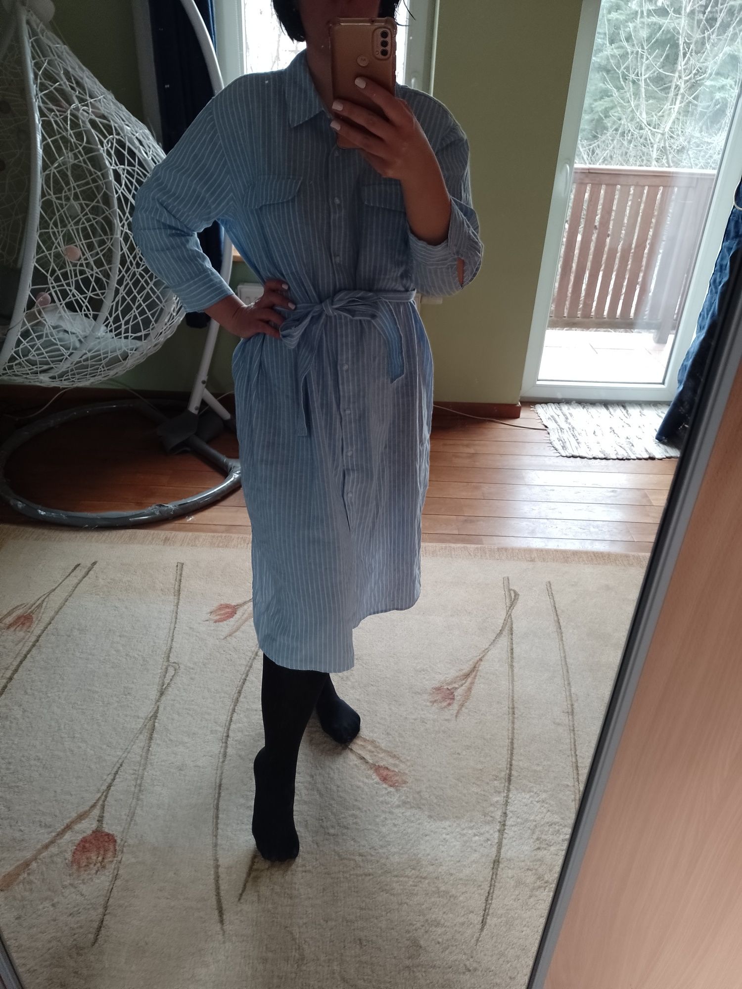 Sukienka letnia lato midi len H&M