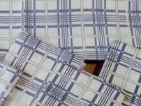 Conjunto Toalha mesa + 6 Guardanapos, azul e branco de alta qualidade