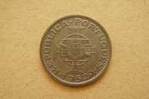Moeda de Prata de Angola Portuguesa de 20 escudos - 1952