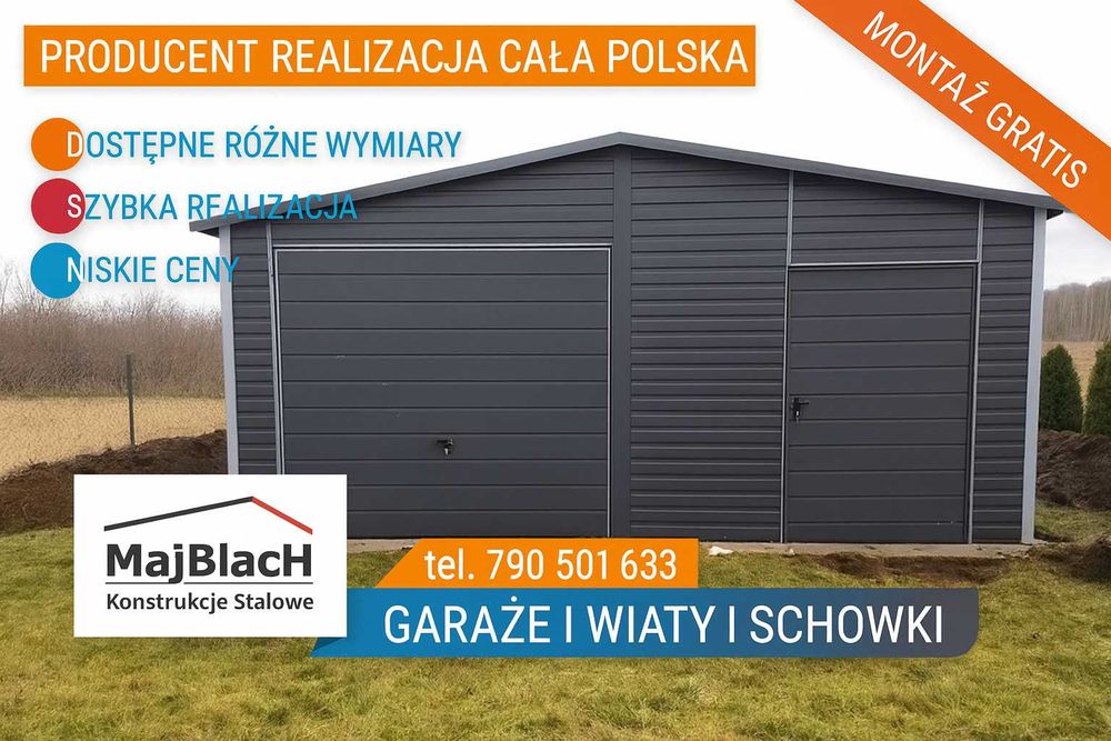 GRAFIT – MONTAŻ-Garaż Blaszany+Brama+Drzwi-Garaże Blaszane - Maj-Blach