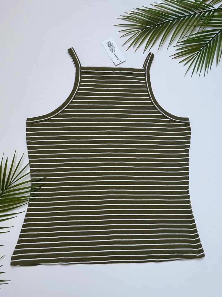 22 50 George koszulka na ramiączkach bawełna prążkowana top khaki duży