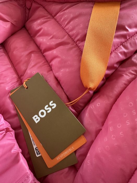 Długa kurtka płaszcz Hugo Boss S XS M ciepła nowa różowa