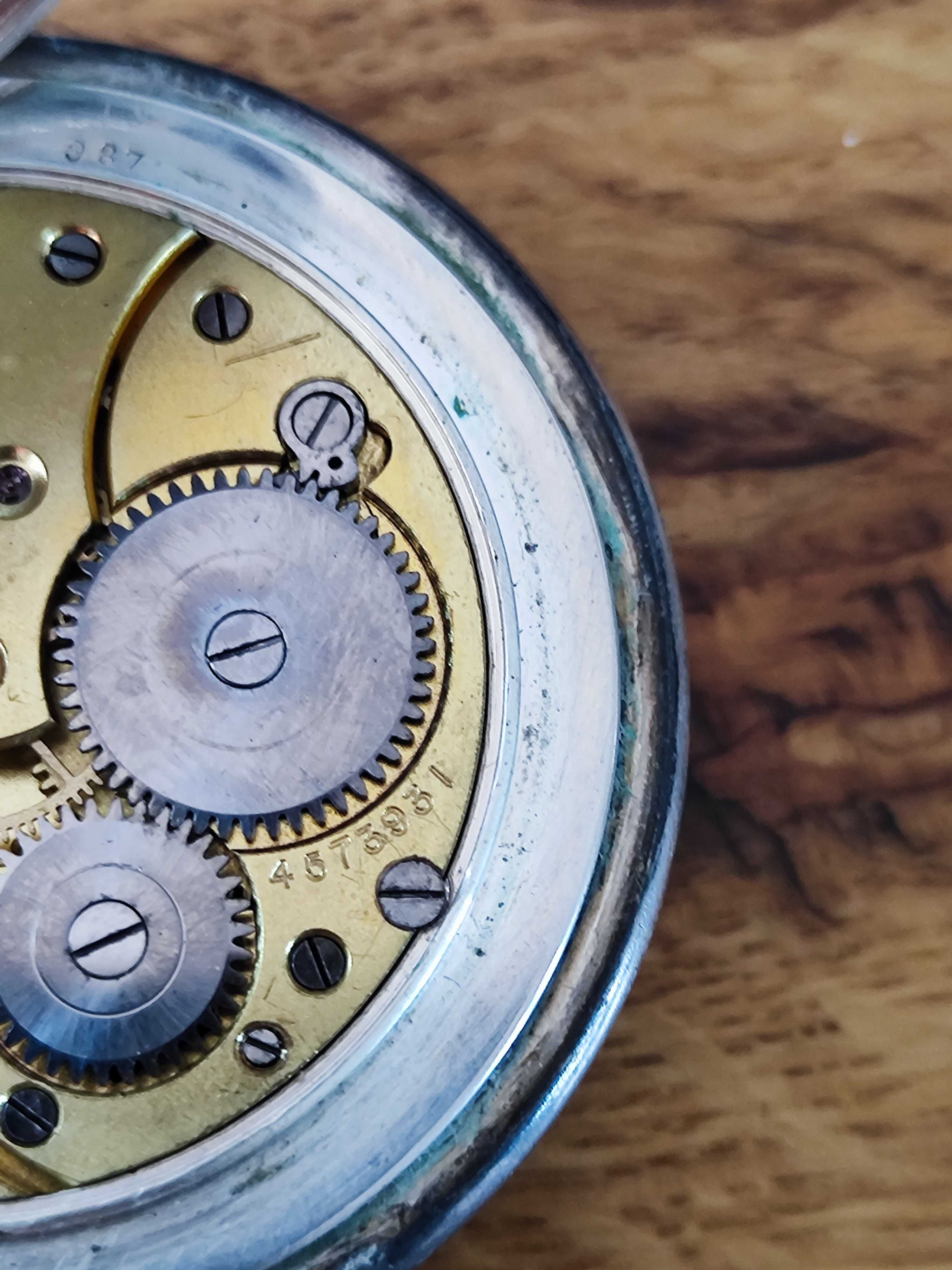 Stary srebrny zegarek kieszonkowy Omega Grand Prix 1900