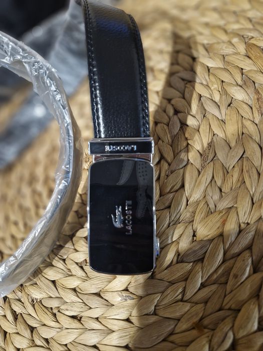 Pasek męski czarny lacoste 130 max regulacja rozmiaru klamra prezent s