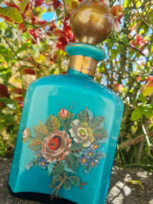 Frasco vintage raro pintado á mão