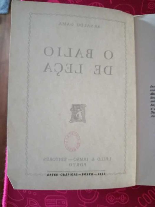 O Balio de Leça, Arnaldo Gama,livro, 1981, Lello& Irmão - Editores