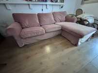 Sofa ikea com forra veludo rosa Bemz