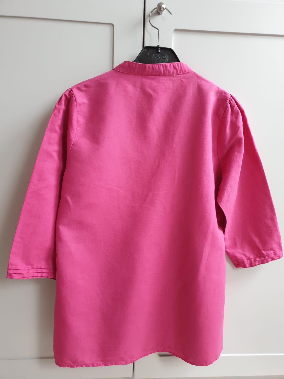 Fuksjowa różowa bluzka koszula 42 Cotton Traders lniana