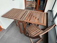 zestaw mebli na balkon / ogród IKEA, bejcowane, jasny brąz